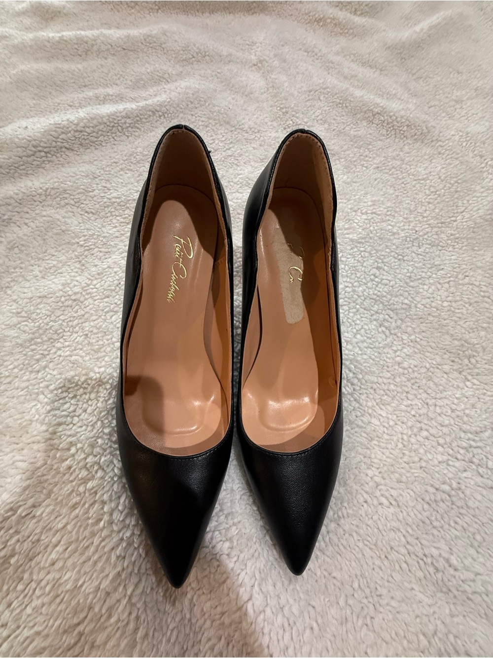 Women's Black Pointed Toe Leather Pumps